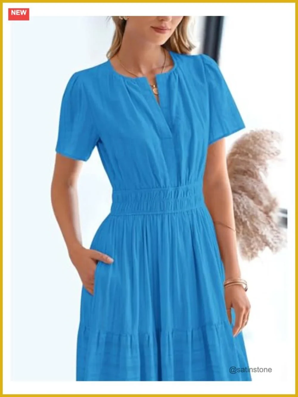 Women's Summer Maxi Dress Short Sleeve V Neck Tiered Ruffle Boho